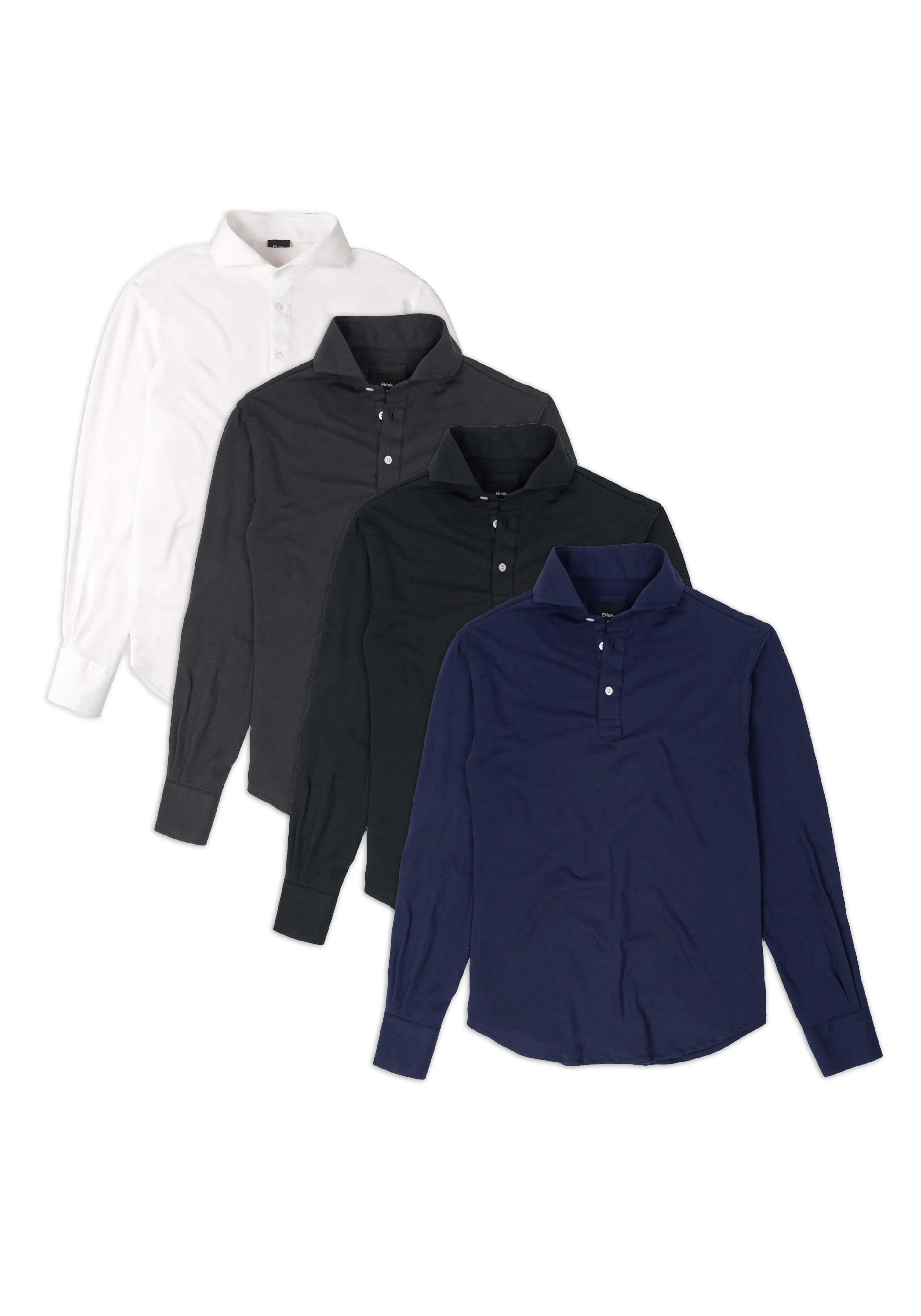 Basic 4 Color Pack - Feather Soft Piqué Full Sleeve Polo Shirt sold by Brisk Shirts