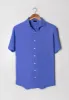 Mid Blue Feather Soft Piqué Half Sleeve Shirt sold by Brisk Shirts