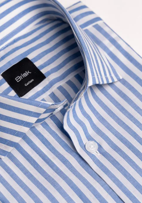 Blueish Grey Cotton Linen Stripes Shirt - Soft Classic Collar sold by Brisk Shirts product image thumbnail 2