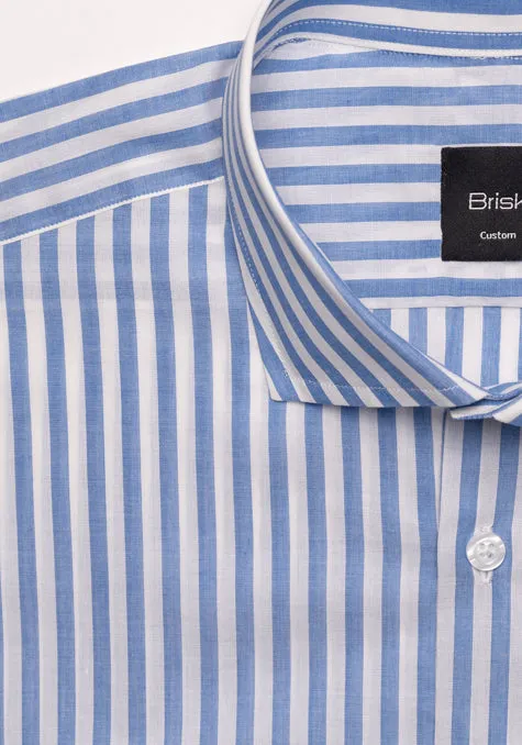 Blueish Grey Cotton Linen Stripes Shirt - Soft Classic Collar sold by Brisk Shirts product image thumbnail 4
