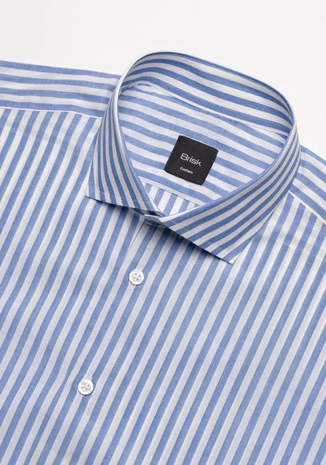 Blueish Grey Cotton Linen Stripes Shirt - Soft Classic Collar sold by Brisk Shirts product image thumbnail 3