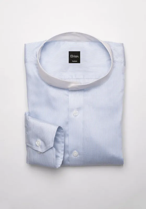 Soft Sky Blue Dobby Narrow Stripes Shirt sold by Brisk Shirts