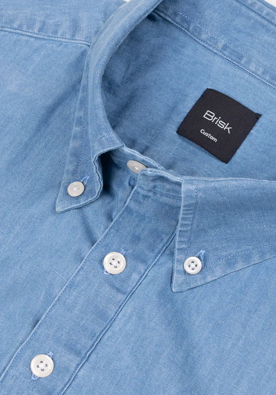Denim Light Wash Popover Shirt sold by Brisk Shirts product image thumbnail 3