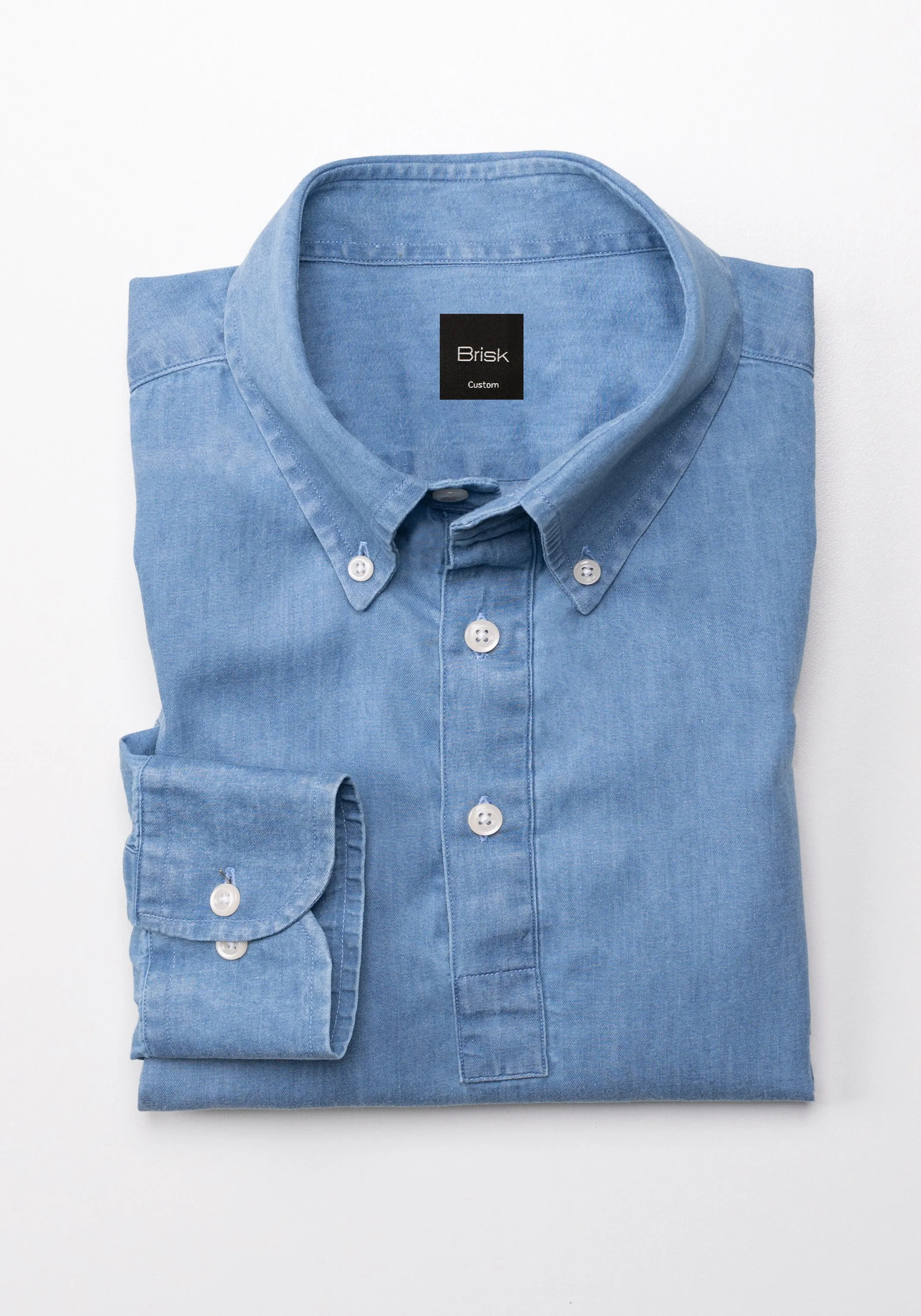 Denim Light Wash Popover Shirt sold by Brisk Shirts product image thumbnail 2