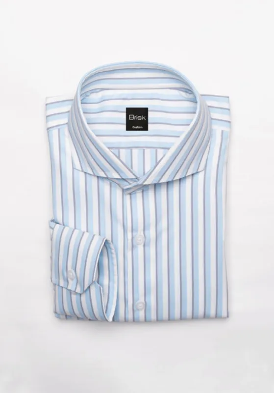Sky Blue Performance Stretch Stripes Shirt - Wrinkle Free sold by Brisk Shirts