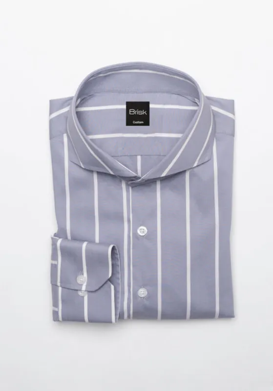 White On Grey Wide Performance Stretch Stripes Shirt sold by Brisk Shirts