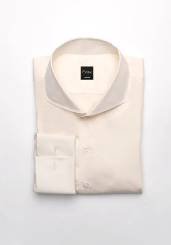 Egyptian Cream Light Weight 80's Poplin Shirt - Extreme Collar sold by Brisk Shirts