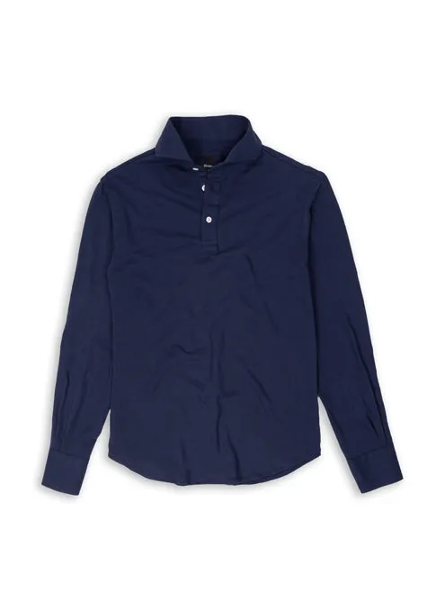 Midnight Blue Feather Soft Piqué Full Sleeve Polo Shirt sold by Brisk Shirts product image thumbnail 5