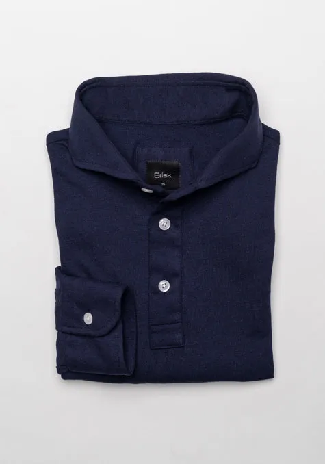 Midnight Blue Feather Soft Piqué Full Sleeve Polo Shirt sold by Brisk Shirts product image thumbnail 4