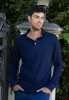 Midnight Blue Feather Soft Piqué Full Sleeve Polo Shirt sold by Brisk Shirts