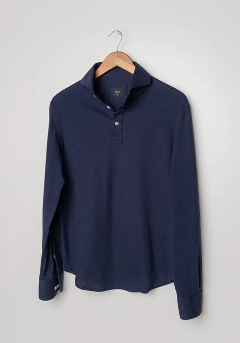 Midnight Blue Feather Soft Piqué Full Sleeve Polo Shirt sold by Brisk Shirts product image thumbnail 2