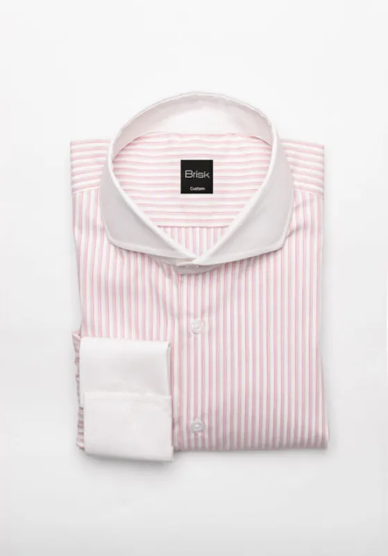 Pink Tan Stripes Shirt - White Extreme Collar sold by Brisk Shirts