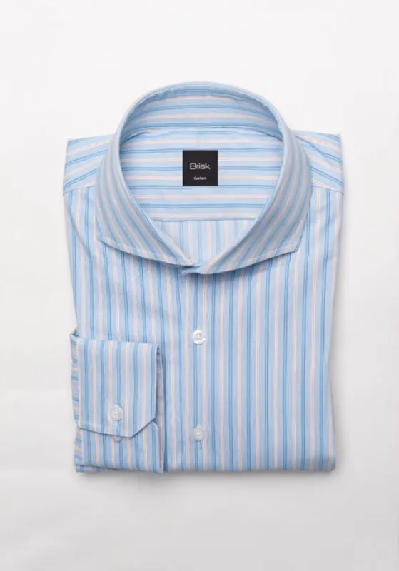 Orange & Blue Performance Stretch Stripes Shirt - Wrinkle Free sold by Brisk Shirts