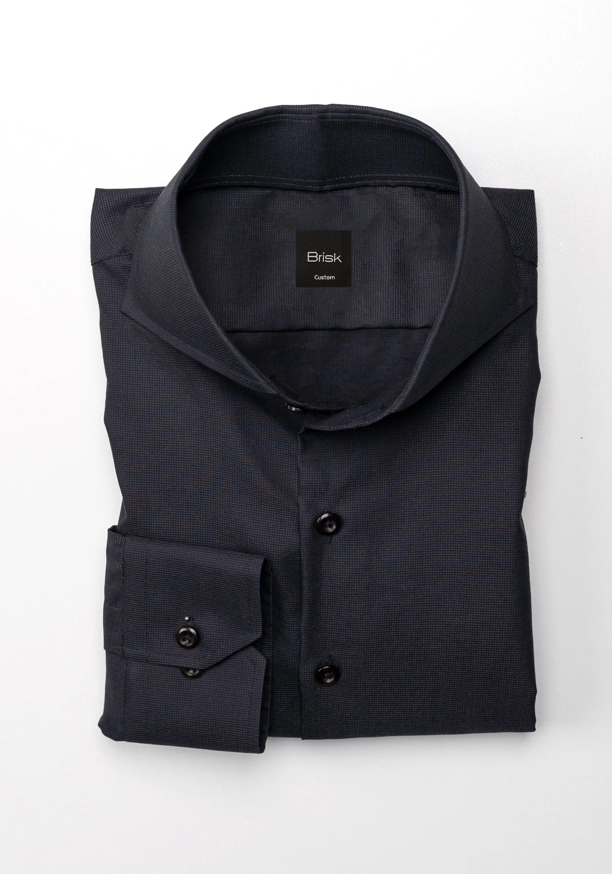 Black Structured 2 Button Cut Away Extreme Collar Shirt sold by Brisk Shirts