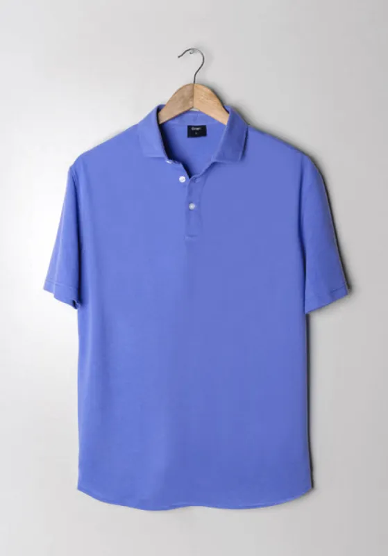 Mid Blue Feather Soft Piqué Half Sleeve Polo Shirt sold by Brisk Shirts