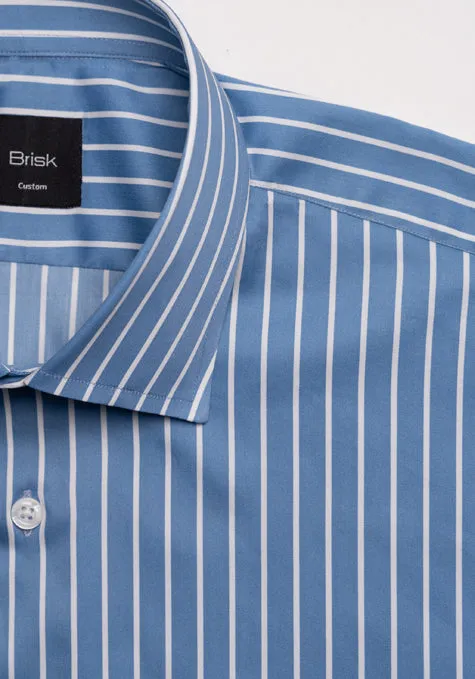 Super Fine Blue Satin Stretch Stripes Shirt - Cut Away Classic Collar sold by Brisk Shirts product image thumbnail 3