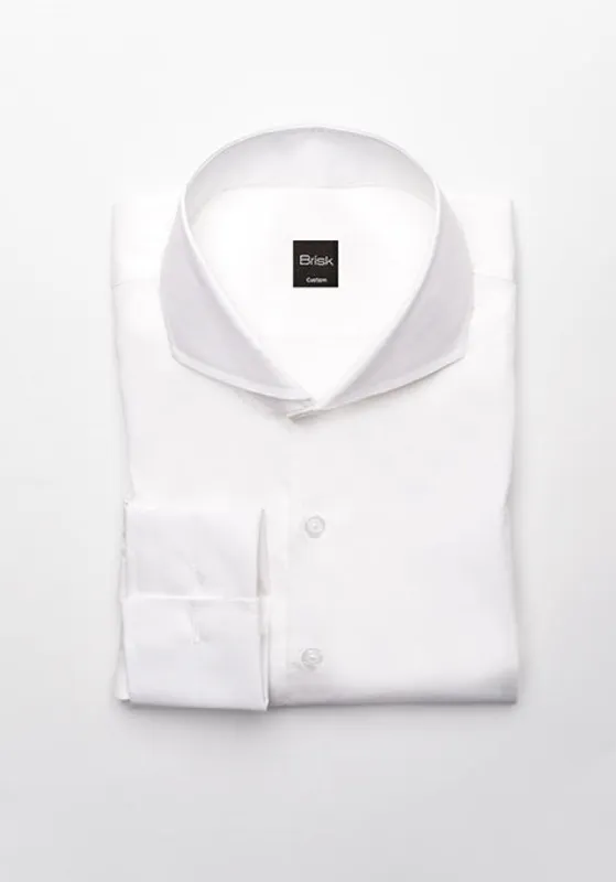 Egyptian White 60's Poplin Shirt - Cut Away Extreme Collar - French Cuffs sold by Brisk Shirts