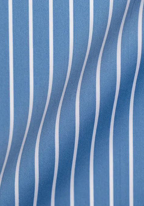 Super Fine Blue Satin Stretch Stripes Shirt - Band Collar sold by Brisk Shirts product image thumbnail 2