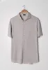 Light Grey Feather Soft Piqué Half Sleeve Shirt sold by Brisk Shirts