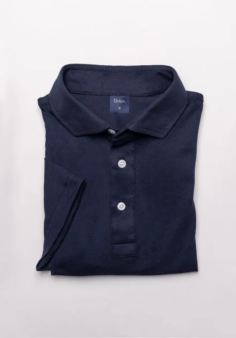 Midnight Blue Feather Soft Piqué Half Sleeve Polo Shirt sold by Brisk Shirts product image thumbnail 4