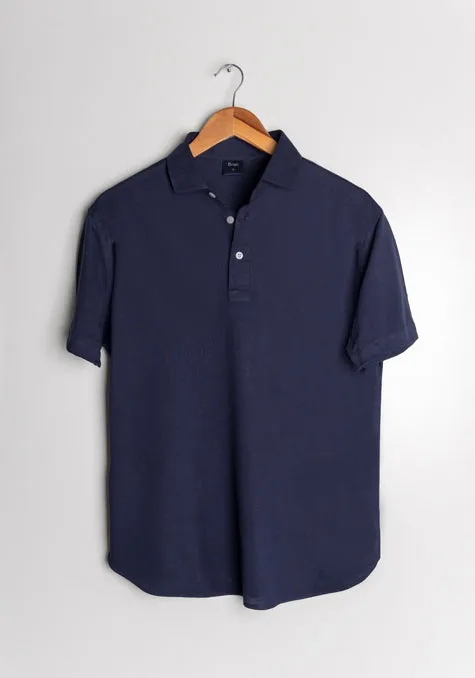 Midnight Blue Feather Soft Piqué Half Sleeve Polo Shirt sold by Brisk Shirts product image thumbnail 3