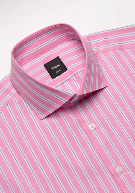 Blue On Pink Wide Stripes Shirt - Classic Collar sold by Brisk Shirts product image thumbnail 3