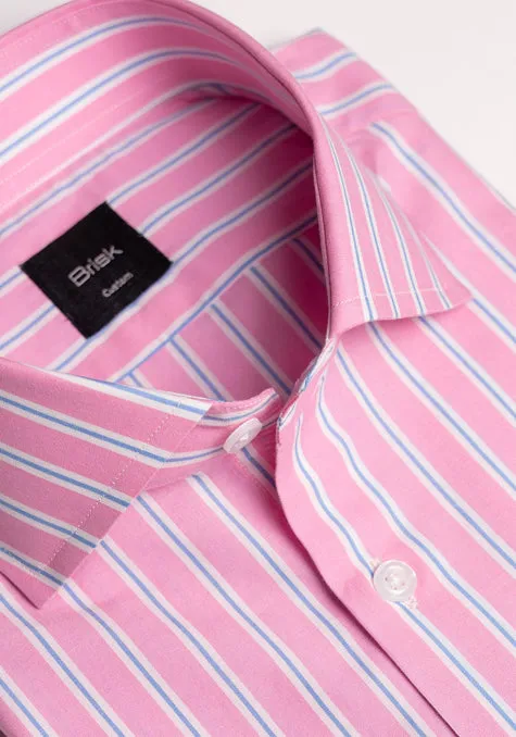Blue On Pink Wide Stripes Shirt - Classic Collar sold by Brisk Shirts product image thumbnail 2
