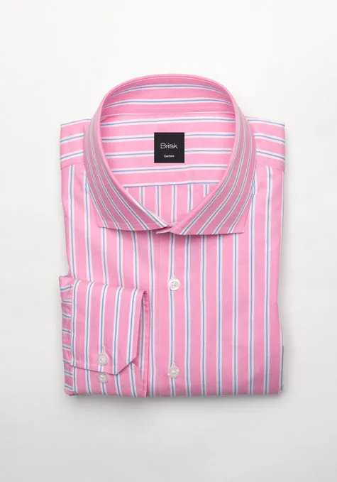 Blue On Pink Wide Stripes Shirt - Classic Collar sold by Brisk Shirts