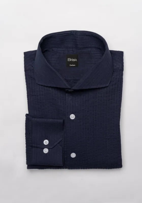Crisp Midnight Seersucker Stripes Shirt sold by Brisk Shirts