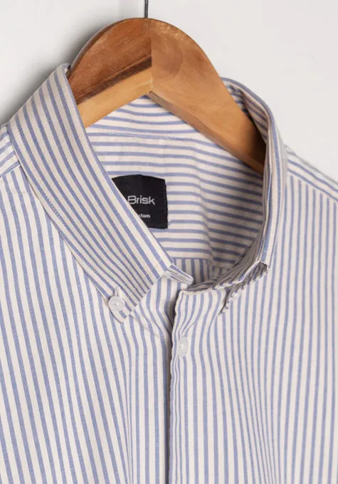 Pastel Steel Blue Seersucker Stripes Shirt-Half Sleeve sold by Brisk Shirts product image thumbnail 2
