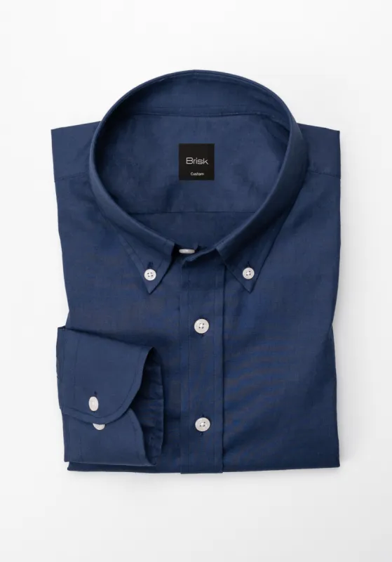 Navy Cotton Linen Summer Shirt sold by Brisk Shirts