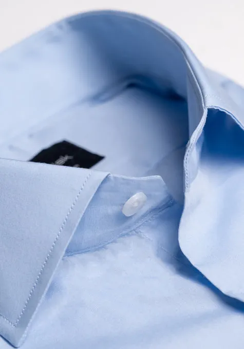 Egyptian Sky Blue Light Weight 80's Poplin Shirt - Classic Collar sold by Brisk Shirts product image thumbnail 2