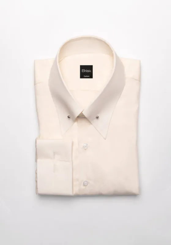 Egyptian Cream Light Weight 80's Poplin Shirt - Classic Straight Pin Collar sold by Brisk Shirts