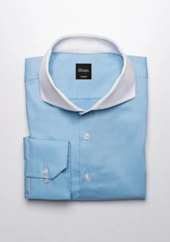 Aqua Stretch Poplin Shirt - White Contrast Collar sold by Brisk Shirts