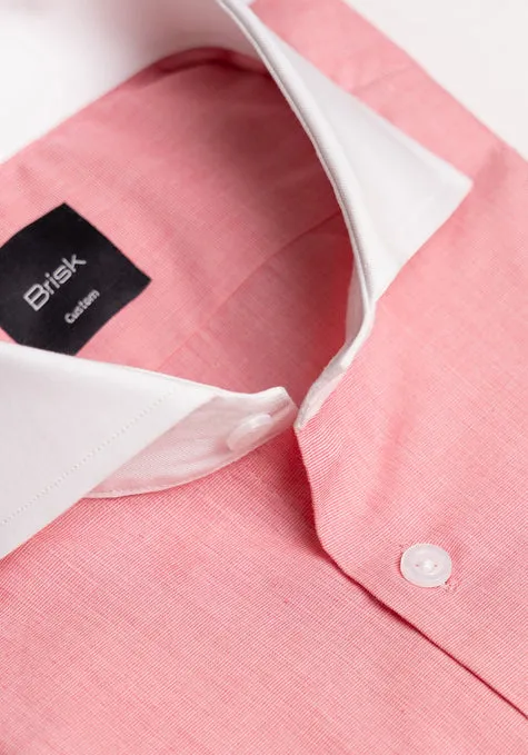 Salmon Pink End-On-End Shirt sold by Brisk Shirts product image thumbnail 2