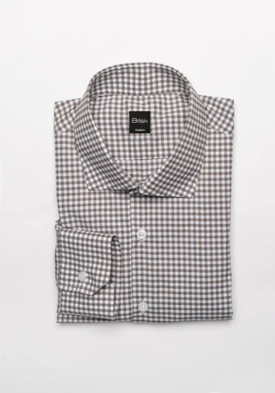 Olive Green Performance Stretch Gingham Shirt - Wrinkle Free sold by Brisk Shirts