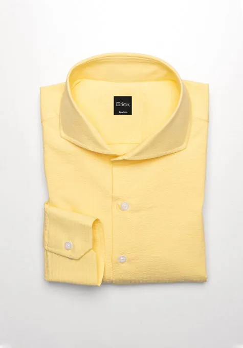 Yellow Seersucker Stripes Shirt - Extreme Collar sold by Brisk Shirts