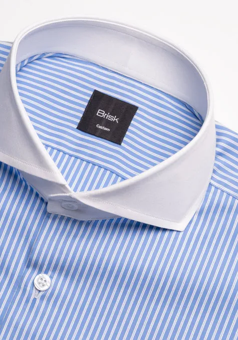 Mid Blue Pencil Stretch Stripes Shirt -White Extreme Collar sold by Brisk Shirts product image thumbnail 3