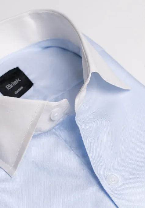 Egyptian Sky Blue Bold Twill Shirt - White Classic Collar & French Cuffs sold by Brisk Shirts product image thumbnail 2