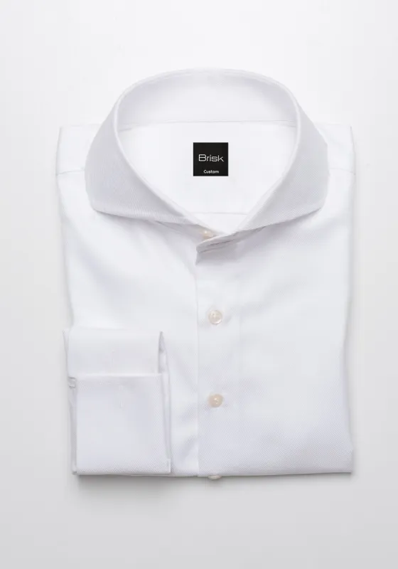 Egyptian Pearl White Bold Twill Shirt - French Cuffs sold by Brisk Shirts