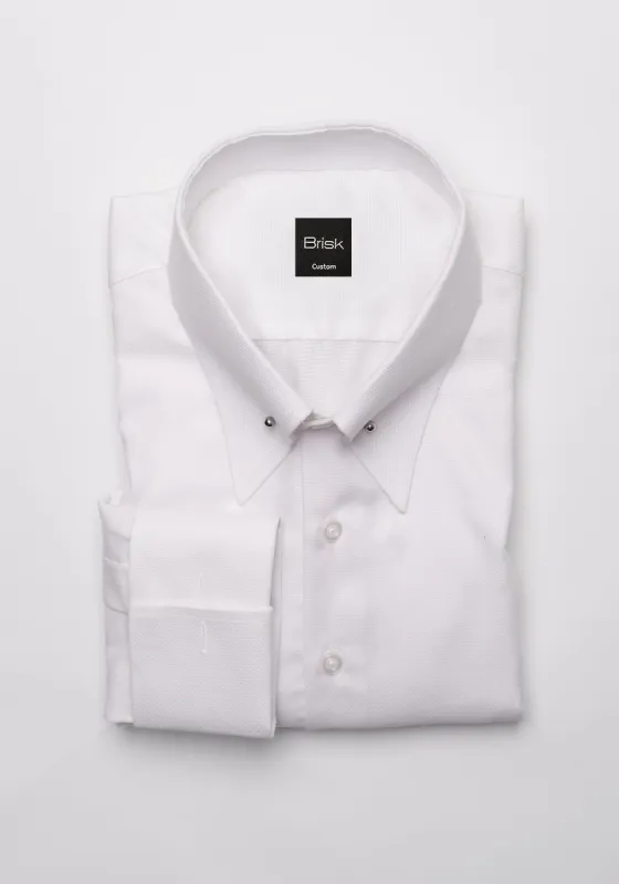 Egyptian White Gloss Structured Shirt - Classic Straight Collar With Pin sold by Brisk Shirts