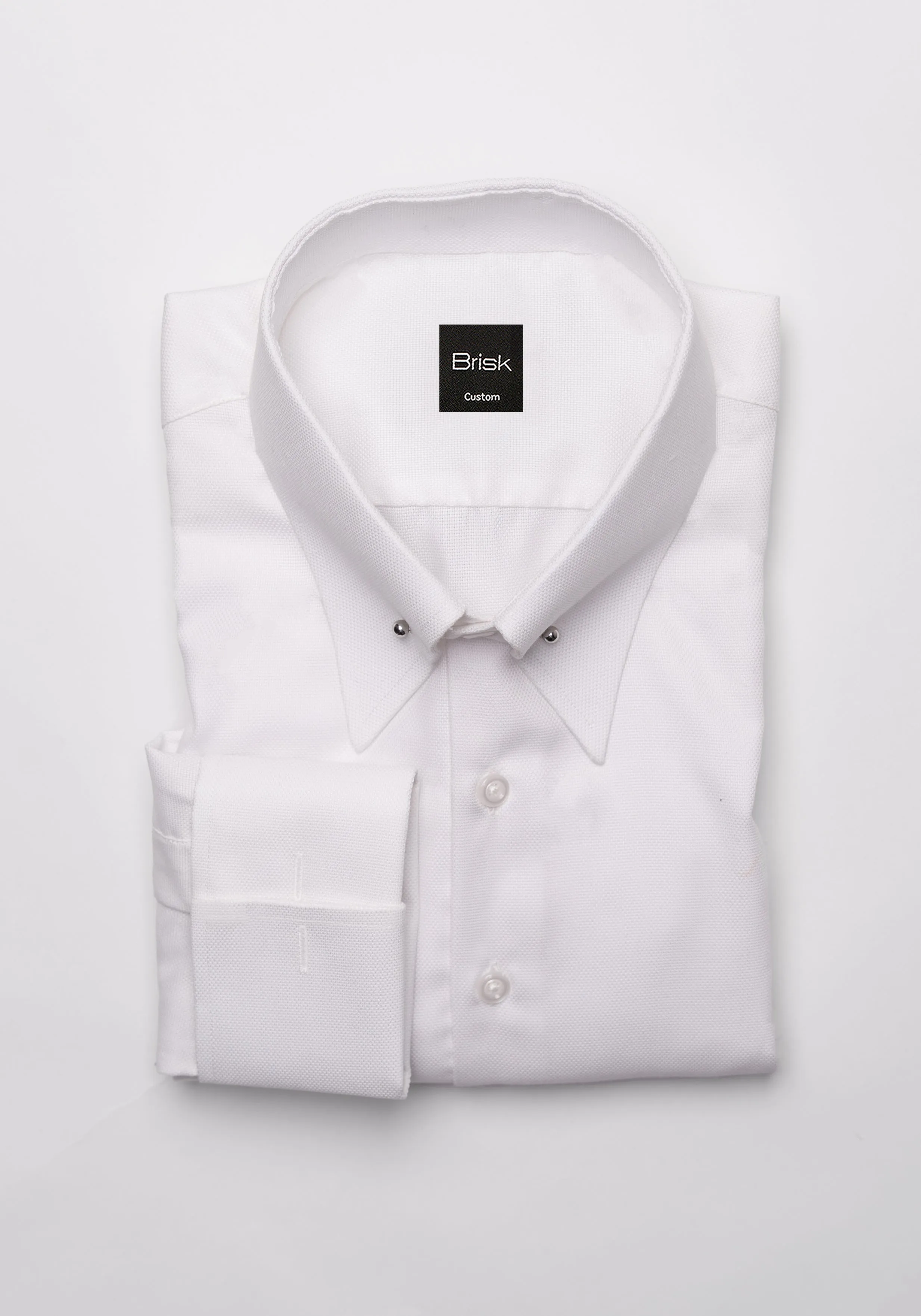 Egyptian White Gloss Structured Shirt - Classic Straight Collar With Pin sold by Brisk Shirts