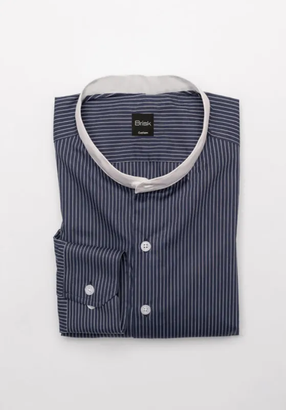 Navy Light Weight Pencil Stripes Shirt sold by Brisk Shirts