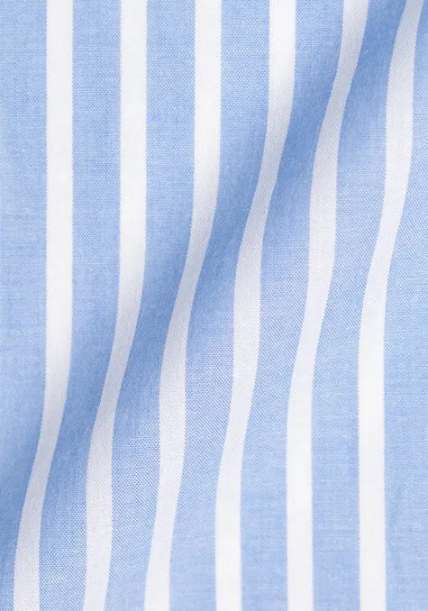 Soft Sky Blue Wide Cotton Linen Stripes sold by Brisk Shirts