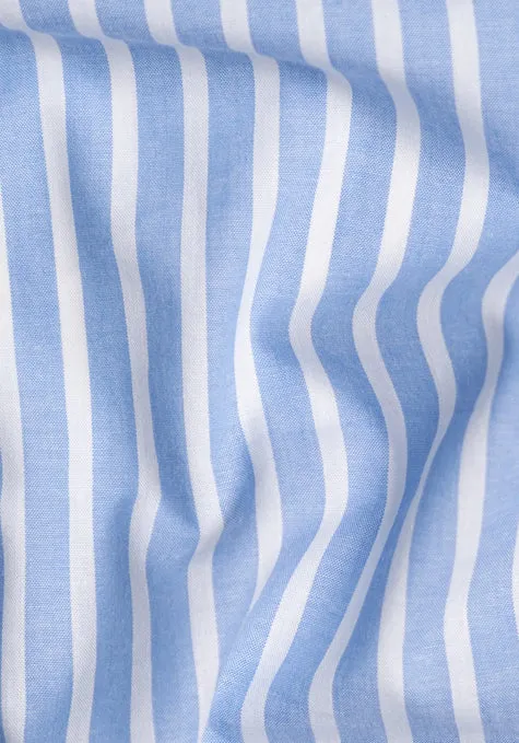 Soft Sky Blue Wide Cotton Linen Stripes sold by Brisk Shirts product image thumbnail 3