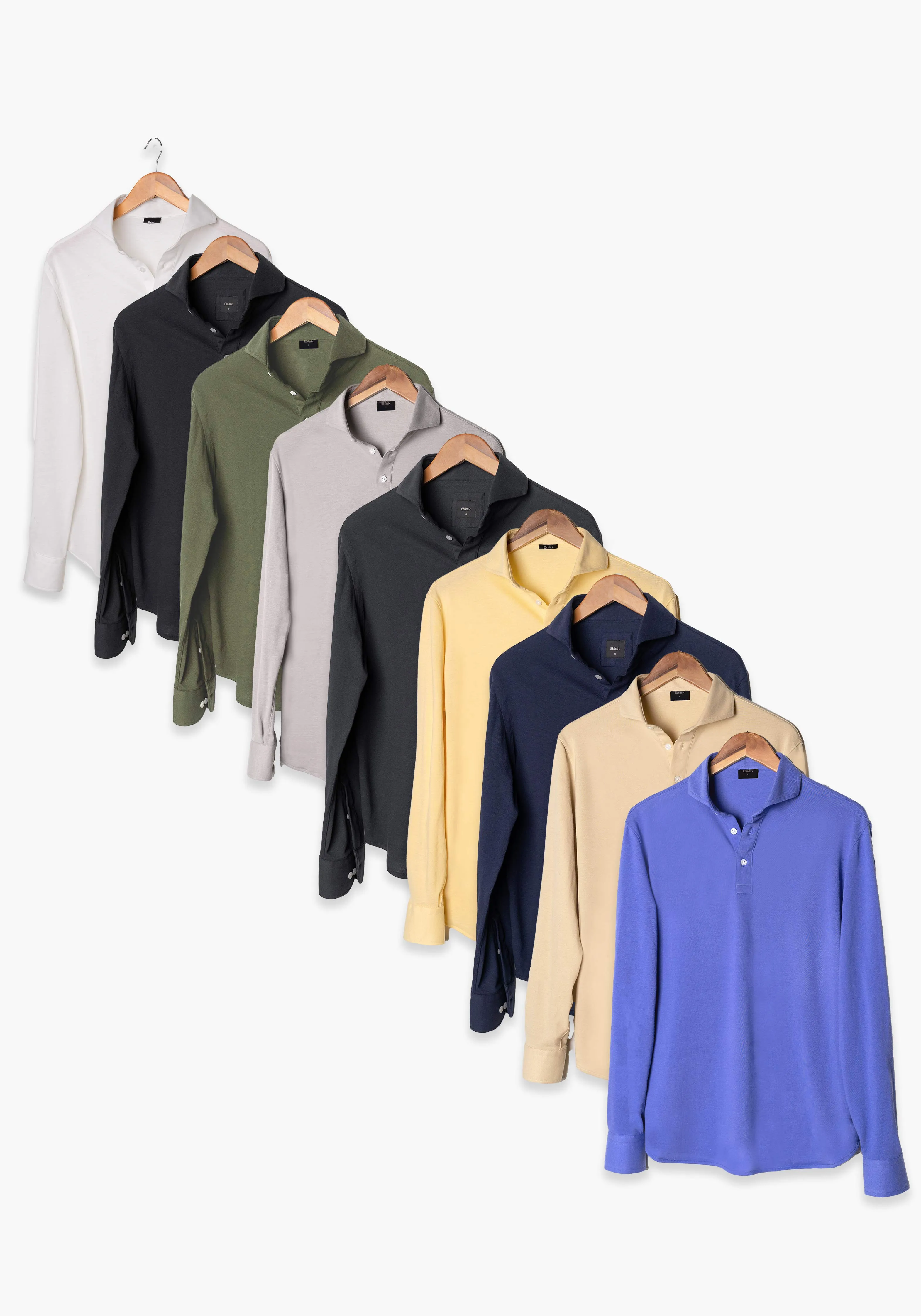 All 9 Color Pack - Feather Soft Piqué Full Sleeve Polo Shirt sold by Brisk Shirts