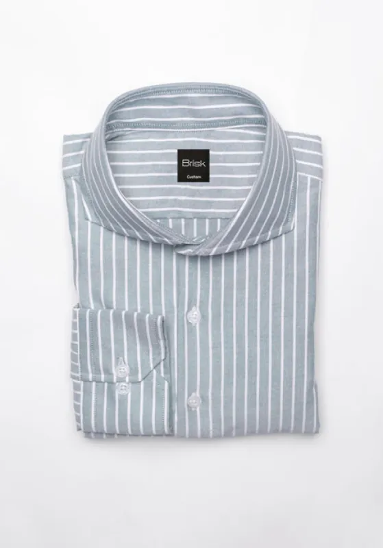 Pale Green Oxford Stripes Shirt sold by Brisk Shirts