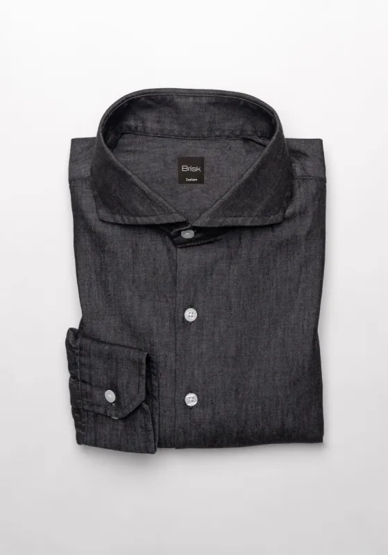 Black Denim Rinse Wash Shirt - Extreme Collar sold by Brisk Shirts