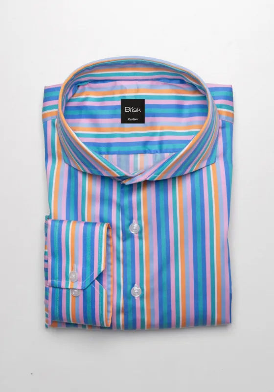 Egyptian Multi Color Satin Stretch Stripes Shirt sold by Brisk Shirts
