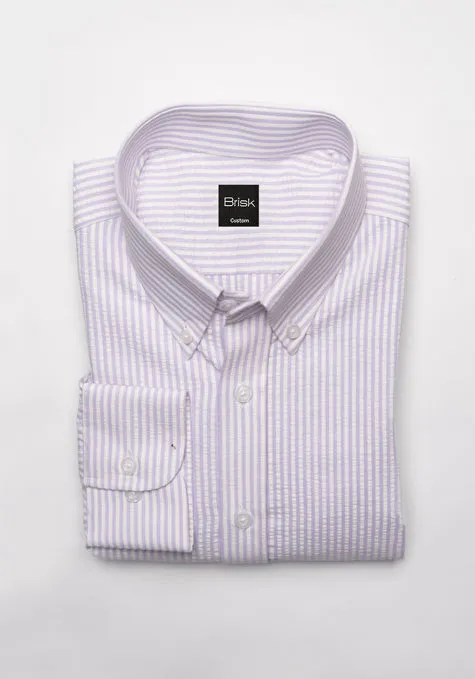 Pastel Lavender Seersucker Stripes Shirt - Button Down Collar sold by Brisk Shirts